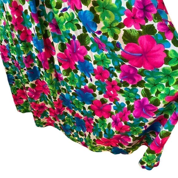 Hawaiian Hibiscus Fuschia Flowers 8 Tiki Oasis Handmade Vintage Maxi Dress - Picture 7 of 15